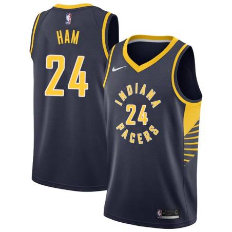 Navy Darvin Ham Pacers #24 Twill Basketball Jersey FREE SHIPPING