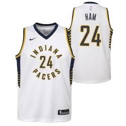 White Darvin Ham Pacers #24 Twill Basketball Jersey FREE SHIPPING