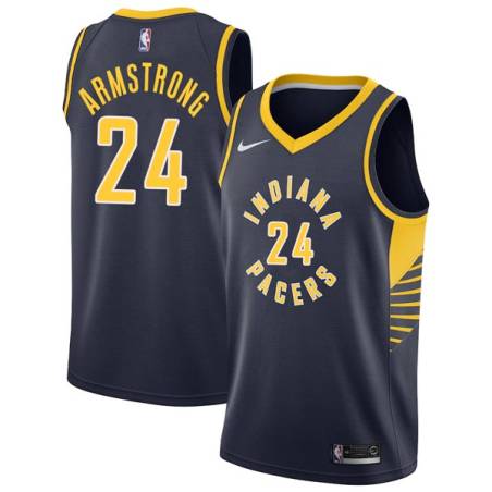 Navy Darrell Armstrong Pacers #24 Twill Basketball Jersey FREE SHIPPING