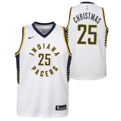 White Rakeem Christmas Pacers #25 Twill Basketball Jersey FREE SHIPPING