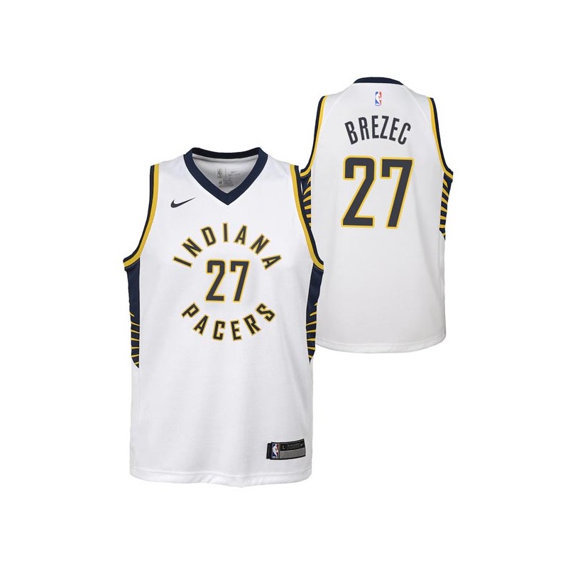 White Primoz Brezec Pacers #27 Twill Basketball Jersey FREE SHIPPING