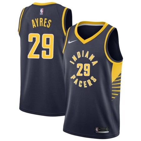 Navy Jeff Ayres Pacers #29 Twill Basketball Jersey FREE SHIPPING