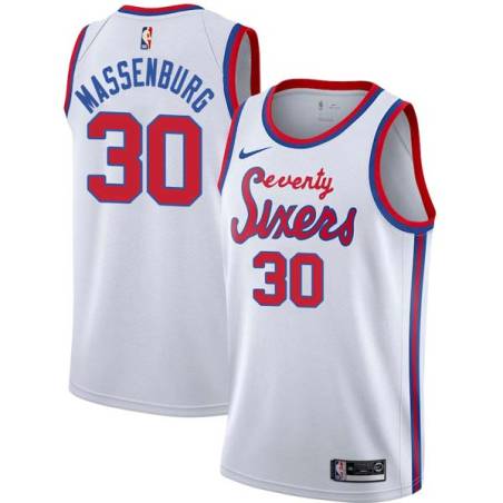 White Classic Tony Massenburg Twill Basketball Jersey -76ers #30 Massenburg Twill Jerseys, FREE SHIPPING