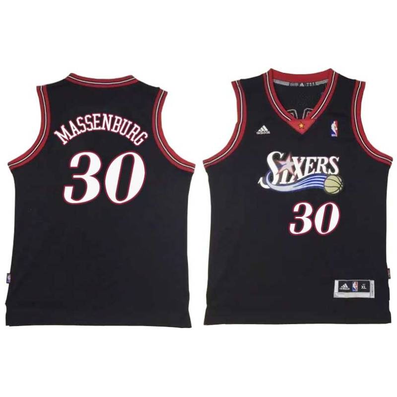 Black Throwback Tony Massenburg Twill Basketball Jersey -76ers #30 Massenburg Twill Jerseys, FREE SHIPPING