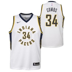 White Leroy Combs Pacers #34 Twill Basketball Jersey FREE SHIPPING