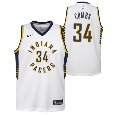 White Leroy Combs Pacers #34 Twill Basketball Jersey FREE SHIPPING