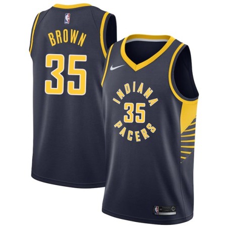 Navy Roger Brown Pacers #35 Twill Basketball Jersey FREE SHIPPING