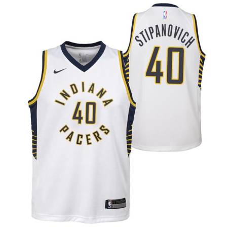 White Steve Stipanovich Pacers #40 Twill Basketball Jersey FREE SHIPPING