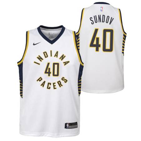 White Bruno Sundov Pacers #40 Twill Basketball Jersey FREE SHIPPING