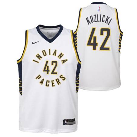 White Ronald Kozlicki Pacers #42 Twill Basketball Jersey FREE SHIPPING