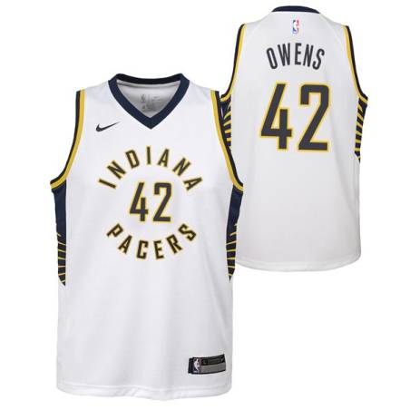 White Tom Owens Pacers #42 Twill Basketball Jersey FREE SHIPPING