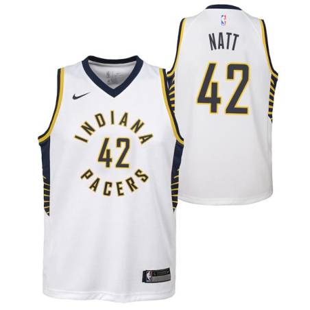 White Calvin Natt Pacers #42 Twill Basketball Jersey FREE SHIPPING