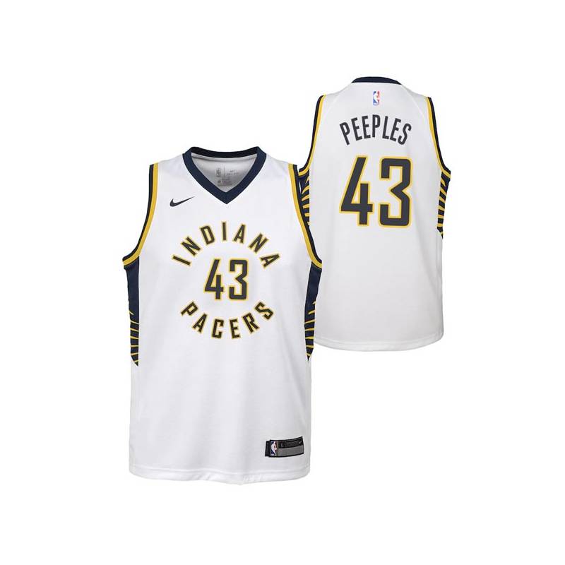 White George Peeples Pacers #43 Twill Basketball Jersey FREE SHIPPING