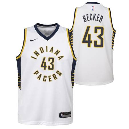 White Arthur Becker Pacers #43 Twill Basketball Jersey FREE SHIPPING