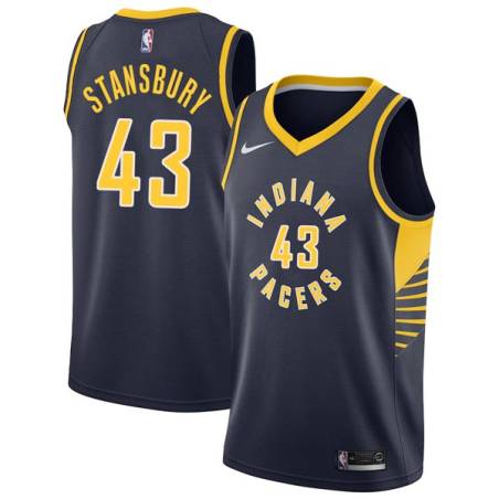 Navy Terence Stansbury Pacers #43 Twill Basketball Jersey FREE SHIPPING