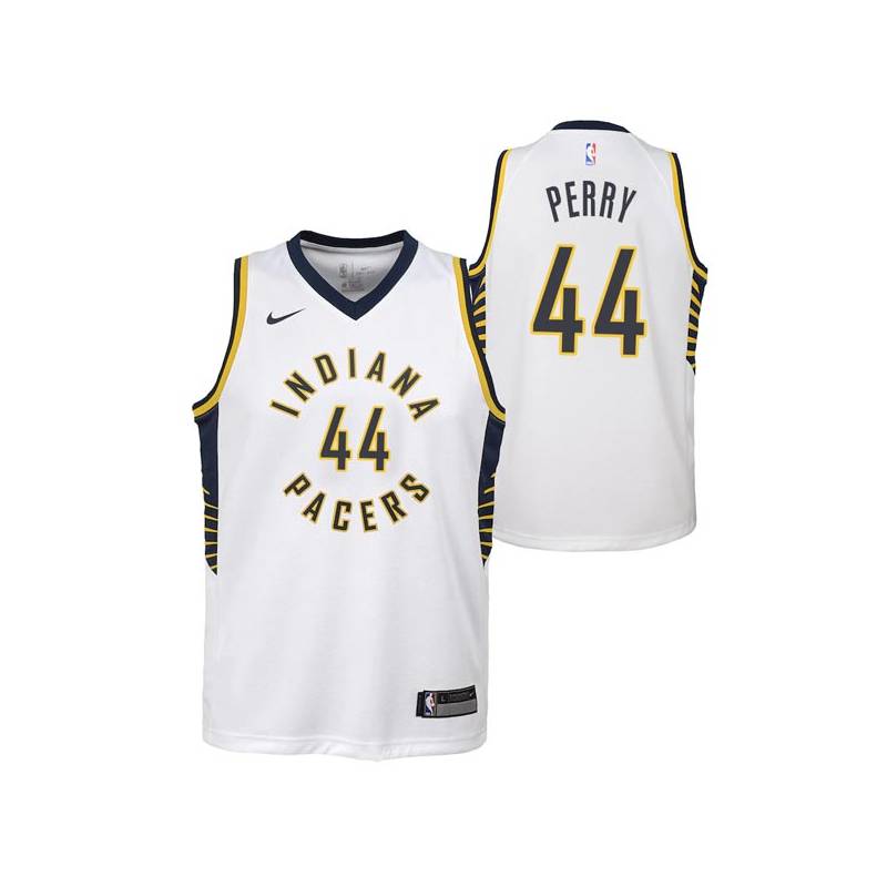 White Ron Perry Pacers #44 Twill Basketball Jersey FREE SHIPPING