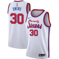 White Classic Billy Owens Twill Basketball Jersey -76ers #30 Owens Twill Jerseys, FREE SHIPPING