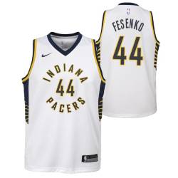 White Kyrylo Fesenko Pacers #44 Twill Basketball Jersey FREE SHIPPING