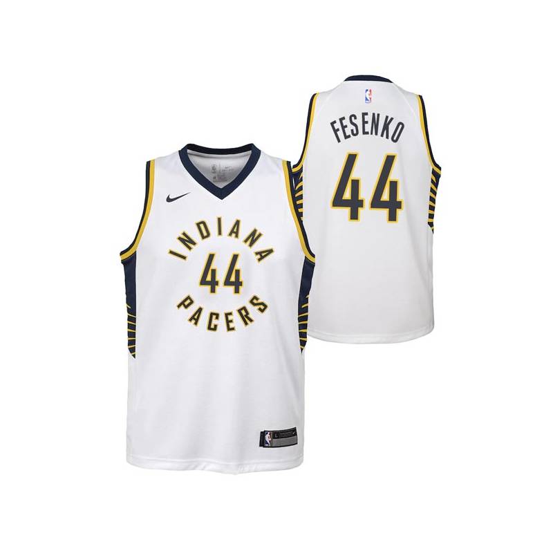 White Kyrylo Fesenko Pacers #44 Twill Basketball Jersey FREE SHIPPING