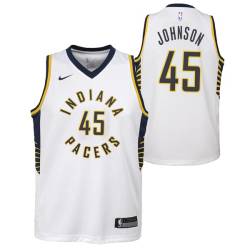 White Clemon Johnson Pacers #45 Twill Basketball Jersey FREE SHIPPING