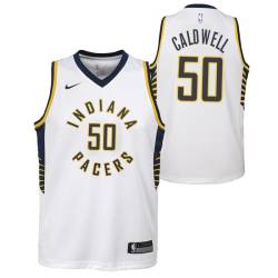 White Adrian Caldwell Pacers #50 Twill Basketball Jersey FREE SHIPPING