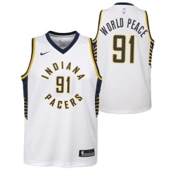 White Metta World Peace Pacers #91 Twill Basketball Jersey FREE SHIPPING