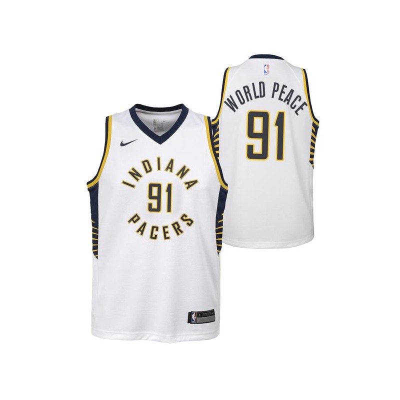 White Metta World Peace Pacers #91 Twill Basketball Jersey FREE SHIPPING