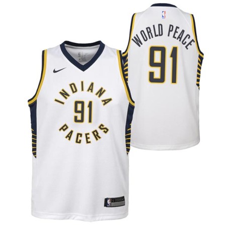 White Metta World Peace Pacers #91 Twill Basketball Jersey FREE SHIPPING