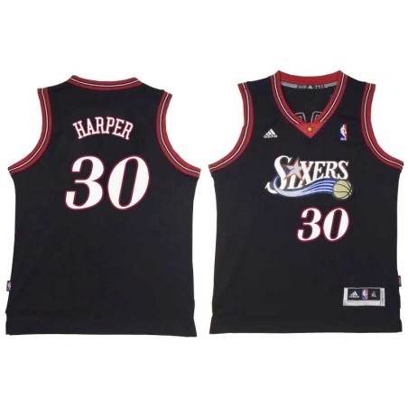 Black Throwback Justin Harper Twill Basketball Jersey -76ers #30 Harper Twill Jerseys, FREE SHIPPING