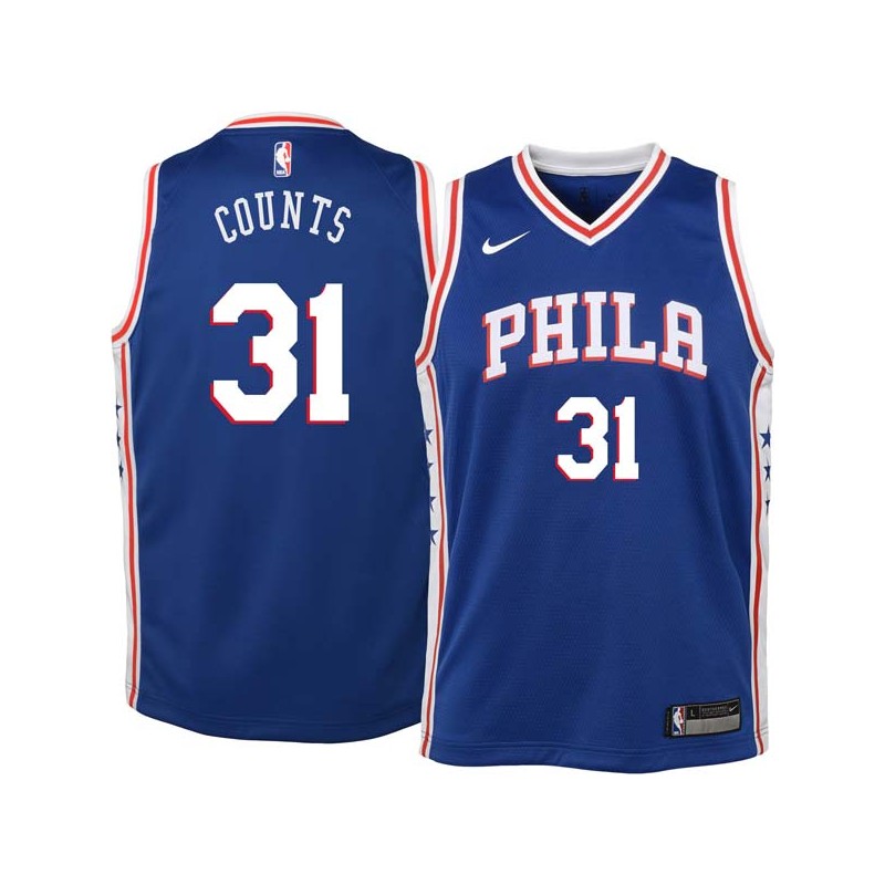 Blue Mel Counts Twill Basketball Jersey -76ers #31 Counts Twill Jerseys, FREE SHIPPING