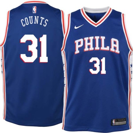 Blue Mel Counts Twill Basketball Jersey -76ers #31 Counts Twill Jerseys, FREE SHIPPING