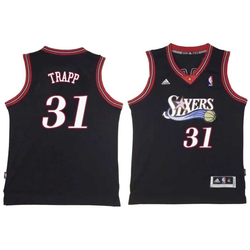 Black Throwback John Trapp Twill Basketball Jersey -76ers #31 Trapp Twill Jerseys, FREE SHIPPING