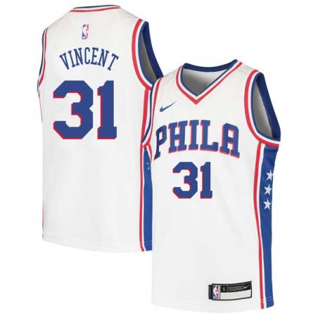 White Jay Vincent Twill Basketball Jersey -76ers #31 Vincent Twill Jerseys, FREE SHIPPING