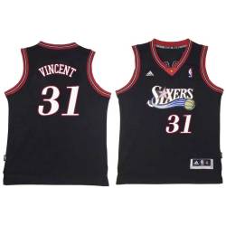 Black Throwback Jay Vincent Twill Basketball Jersey -76ers #31 Vincent Twill Jerseys, FREE SHIPPING