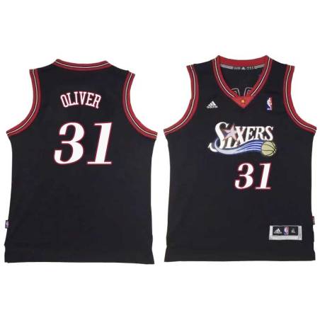 Black Throwback Brian Oliver Twill Basketball Jersey -76ers #31 Oliver Twill Jerseys, FREE SHIPPING