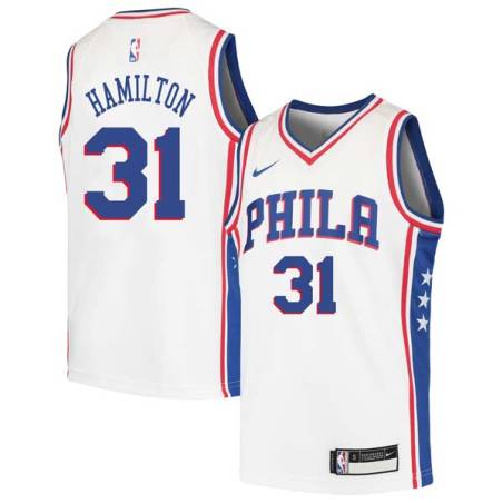 White Zendon Hamilton Twill Basketball Jersey -76ers #31 Hamilton Twill Jerseys, FREE SHIPPING
