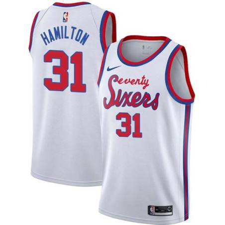 White Classic Zendon Hamilton Twill Basketball Jersey -76ers #31 Hamilton Twill Jerseys, FREE SHIPPING