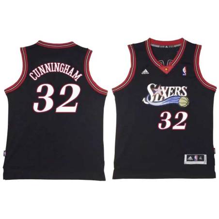Black Throwback Billy Cunningham Twill Basketball Jersey -76ers #32 Cunningham Twill Jerseys, FREE SHIPPING