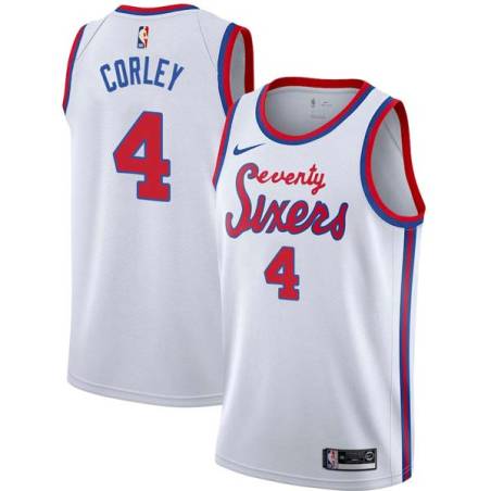 White Classic Ray Corley Twill Basketball Jersey -76ers #4 Corley Twill Jerseys, FREE SHIPPING