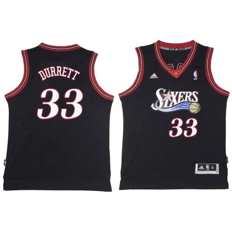 Black Throwback Ken Durrett Twill Basketball Jersey -76ers #33 Durrett Twill Jerseys, FREE SHIPPING