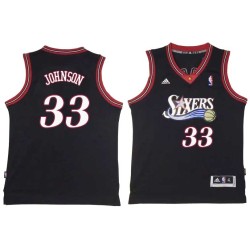 Black Throwback Reggie Johnson Twill Basketball Jersey -76ers #33 Johnson Twill Jerseys, FREE SHIPPING