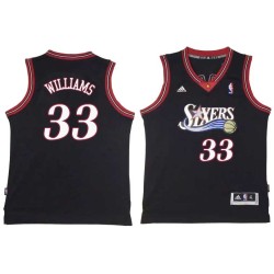 Black Throwback Sam Williams Twill Basketball Jersey -76ers #33 Williams Twill Jerseys, FREE SHIPPING