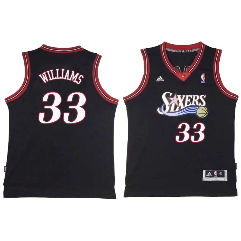 Black Throwback Sam Williams Twill Basketball Jersey -76ers #33 Williams Twill Jerseys, FREE SHIPPING