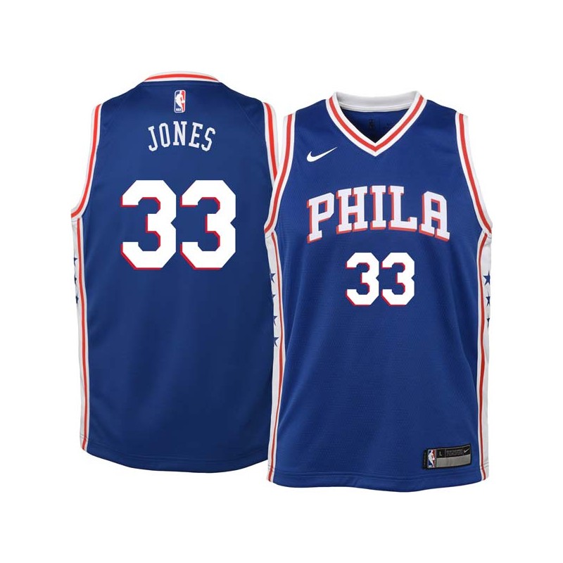 Blue Jumaine Jones Twill Basketball Jersey -76ers #33 Jones Twill Jerseys, FREE SHIPPING