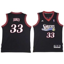 Black Throwback Jumaine Jones Twill Basketball Jersey -76ers #33 Jones Twill Jerseys, FREE SHIPPING