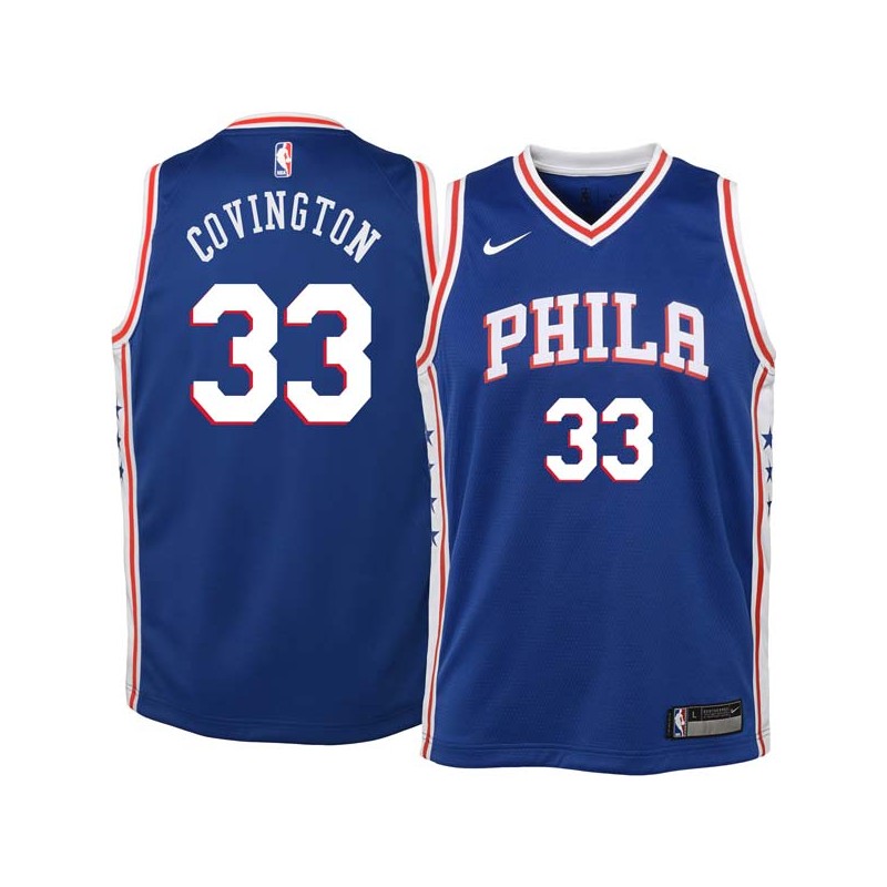 Blue Robert Covington Twill Basketball Jersey -76ers #33 Covington Twill Jerseys, FREE SHIPPING