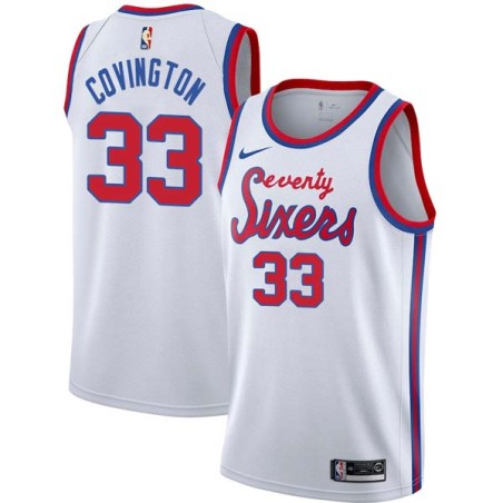 White Classic Robert Covington Twill Basketball Jersey -76ers #33 Covington Twill Jerseys, FREE SHIPPING