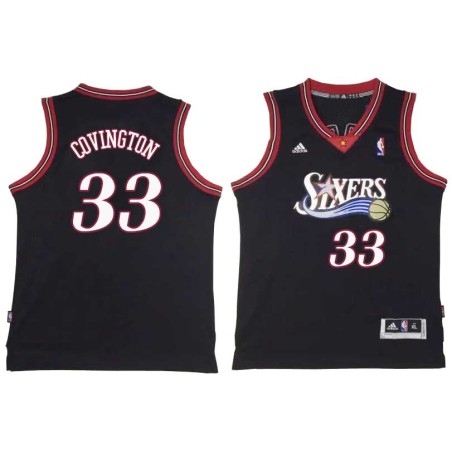 Black Throwback Robert Covington Twill Basketball Jersey -76ers #33 Covington Twill Jerseys, FREE SHIPPING