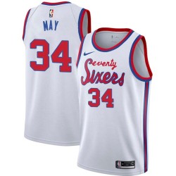 White Classic Don May Twill Basketball Jersey -76ers #34 May Twill Jerseys, FREE SHIPPING