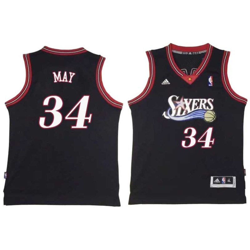 Black Throwback Don May Twill Basketball Jersey -76ers #34 May Twill Jerseys, FREE SHIPPING